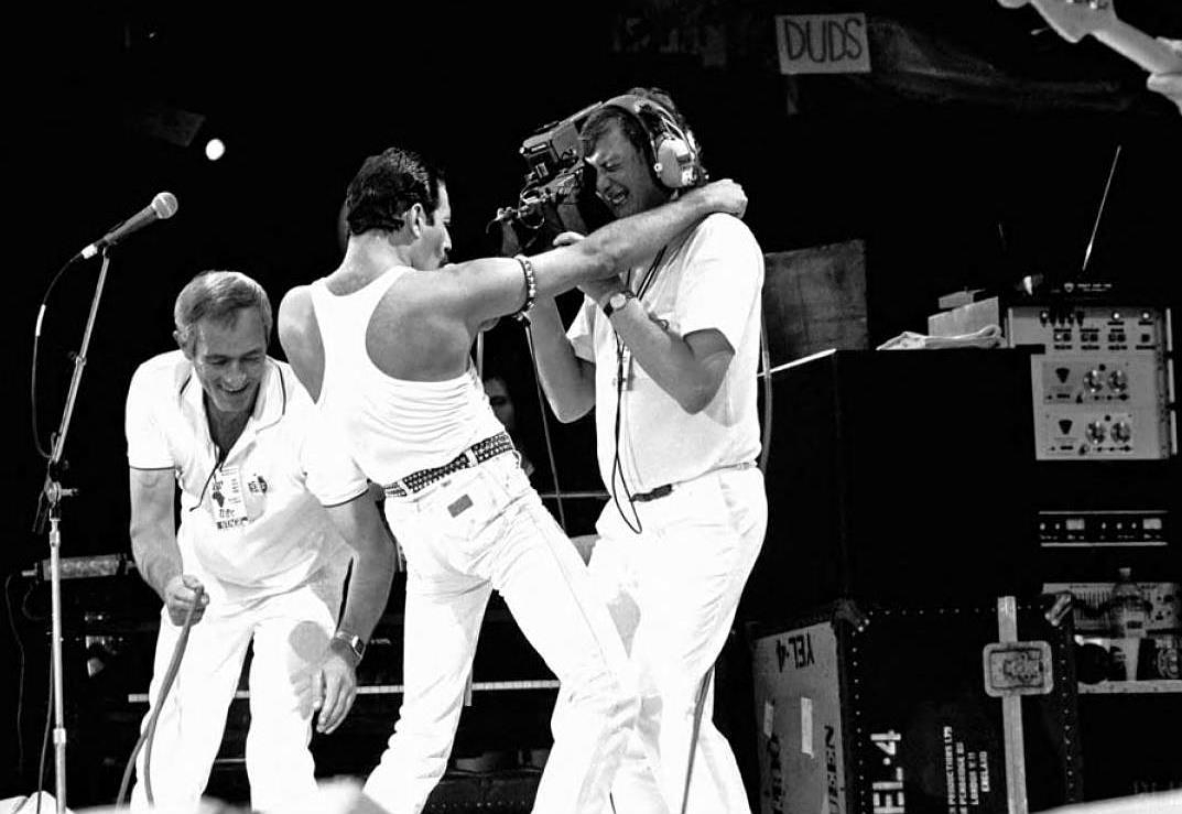 Queen performs at Live Aid in London in 1985