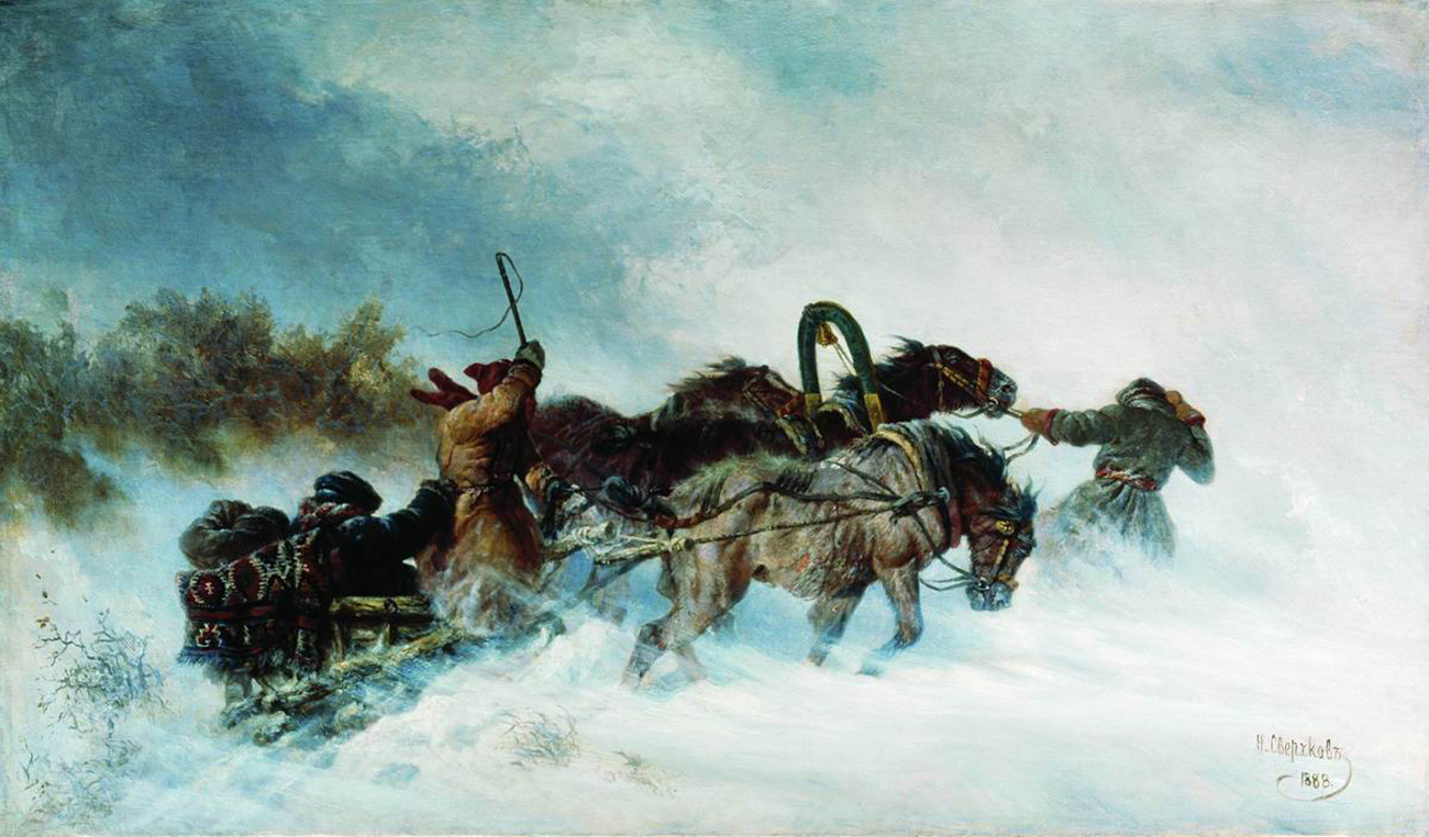 Николай Сверчков «Тройка зимой», 1888 г.