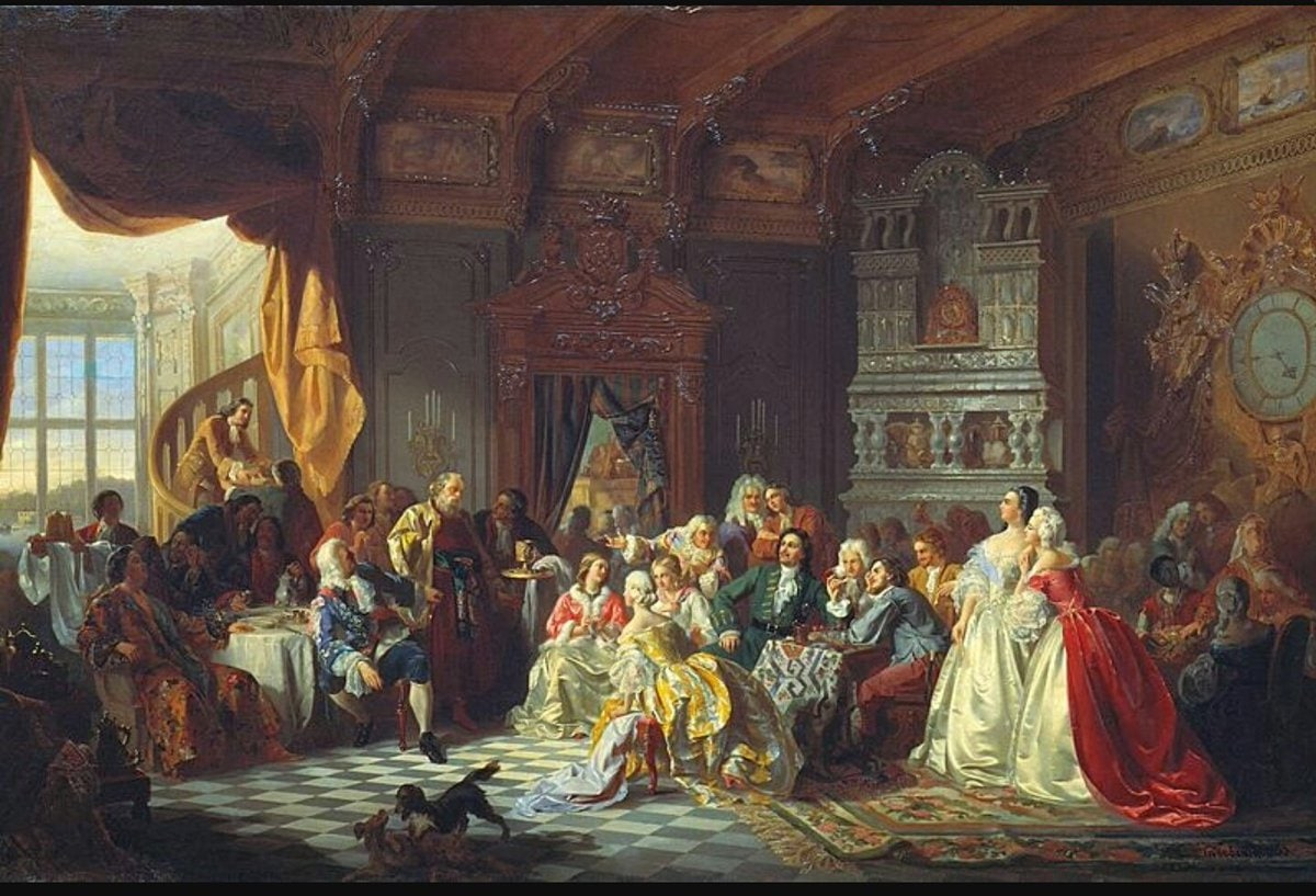 Станислав Хлебовский «Ассамблея при Петре I» (1858)